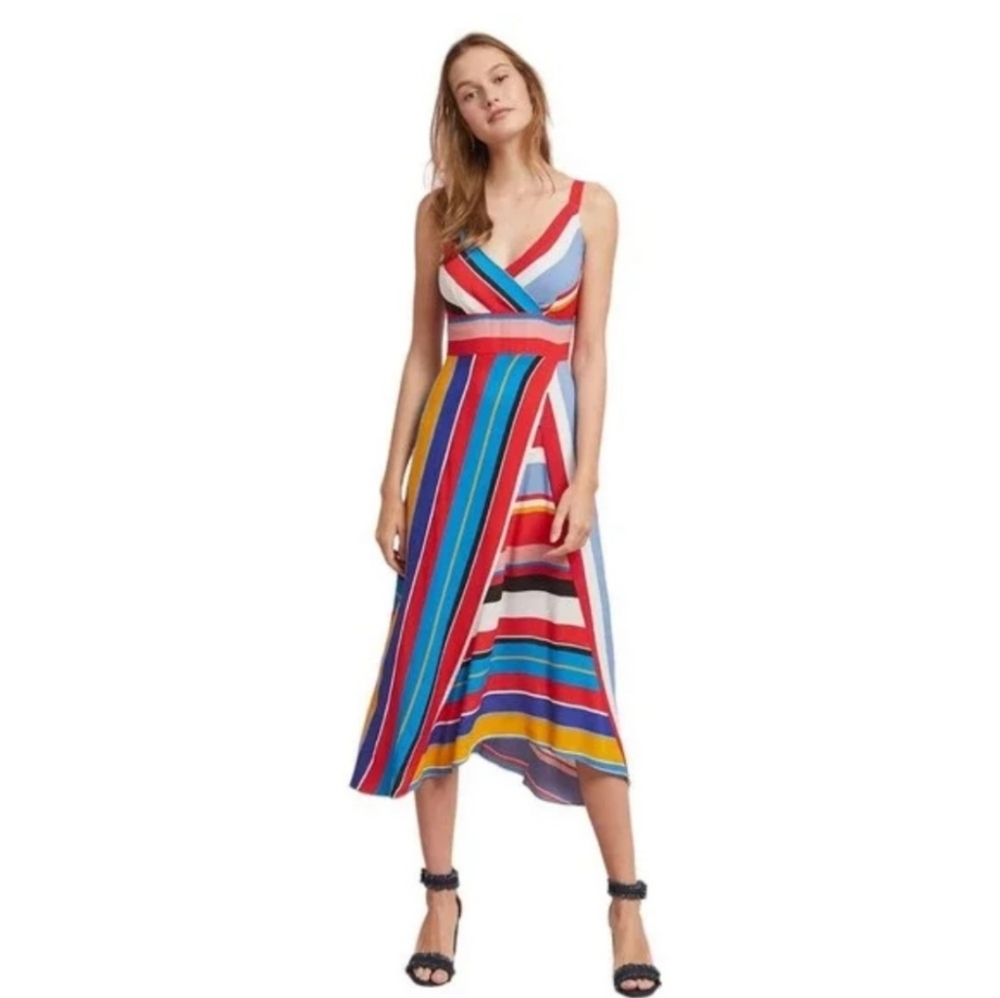 Tracy Reese By Anthropologie Red and Blue Asymmetrical Sundress